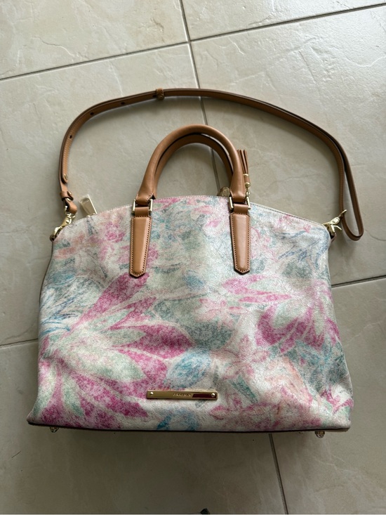 Brahmin Handbags - Brahmin Multicolor Floral Satchel with Tan Handles